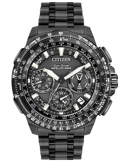 Satellite Wave F900 Men s Eco Drive Black Titanium Watch CITIZEN